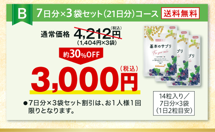 実感応援キャンペーン　7日分＋3袋セット（21日分）コース