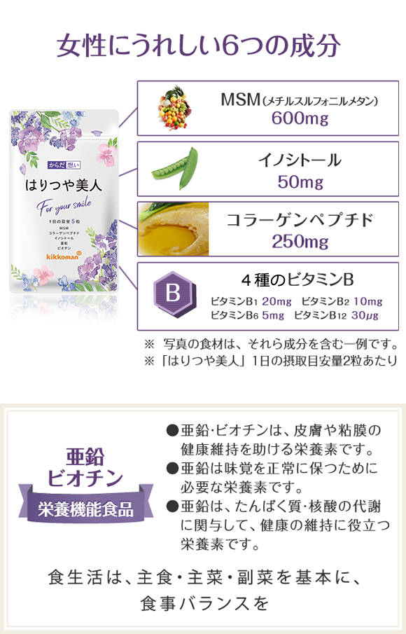 女性にうれしい6つの成分