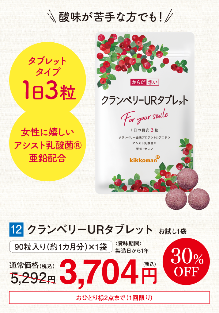 クランベリーURタブレット お試し1袋 【30%オフ】