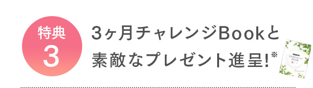 特典3 3ヶ月チャレンジBookと素敵なプレゼント進呈!※