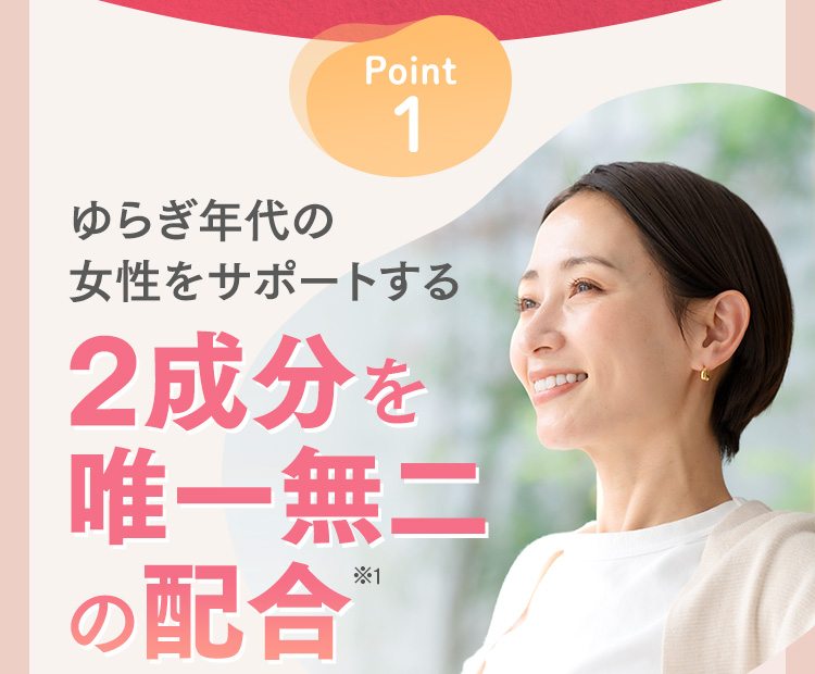 Point1 ゆらぎ年代の女性をサポートする2成分を唯一無二の配合※1