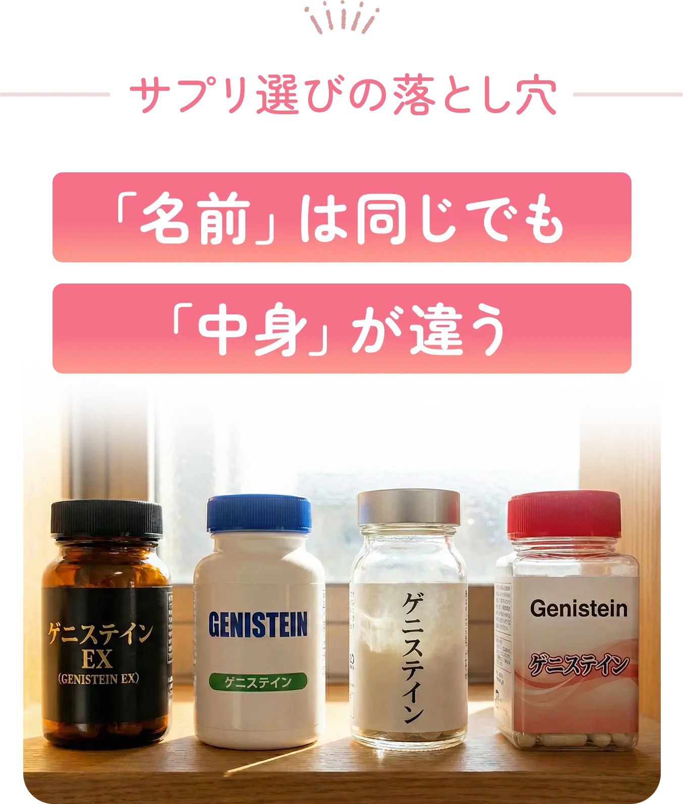 サプリ選びの落とし穴「名前」は同じでも「中身」が違う