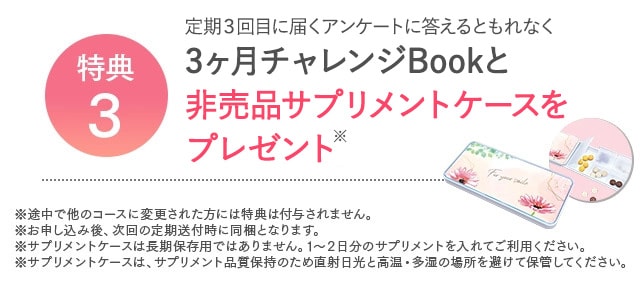 特典3 3ヶ月チャレンジBookと素敵なプレゼント進呈!※