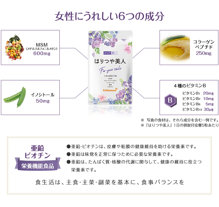 女性にうれしい6つの成分